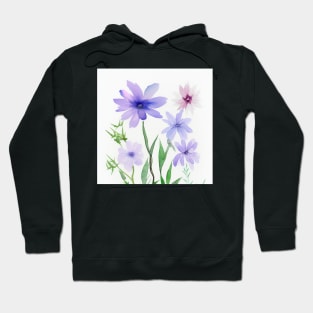 Blue Watercolor Flower Hoodie